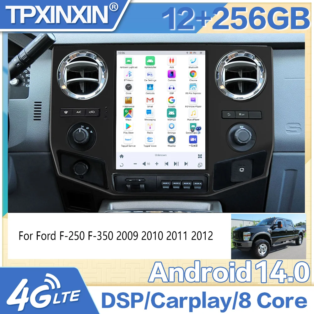 12.1 Inch Android Stereo Player For Ford F-250 F-350 2009 2010 2011 2012 AC Board Car Radio GPS Multimedia Carplay DSP Head Unit