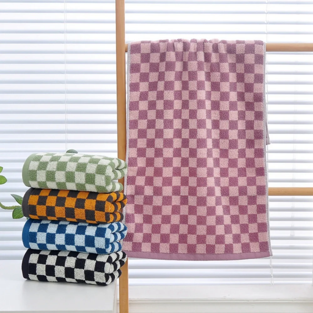 Hand Towels for Bathroom Soft Cotton Face Towels Absorbent for Bath Gym Kitchen Checkered Design 13 x 29 Inches