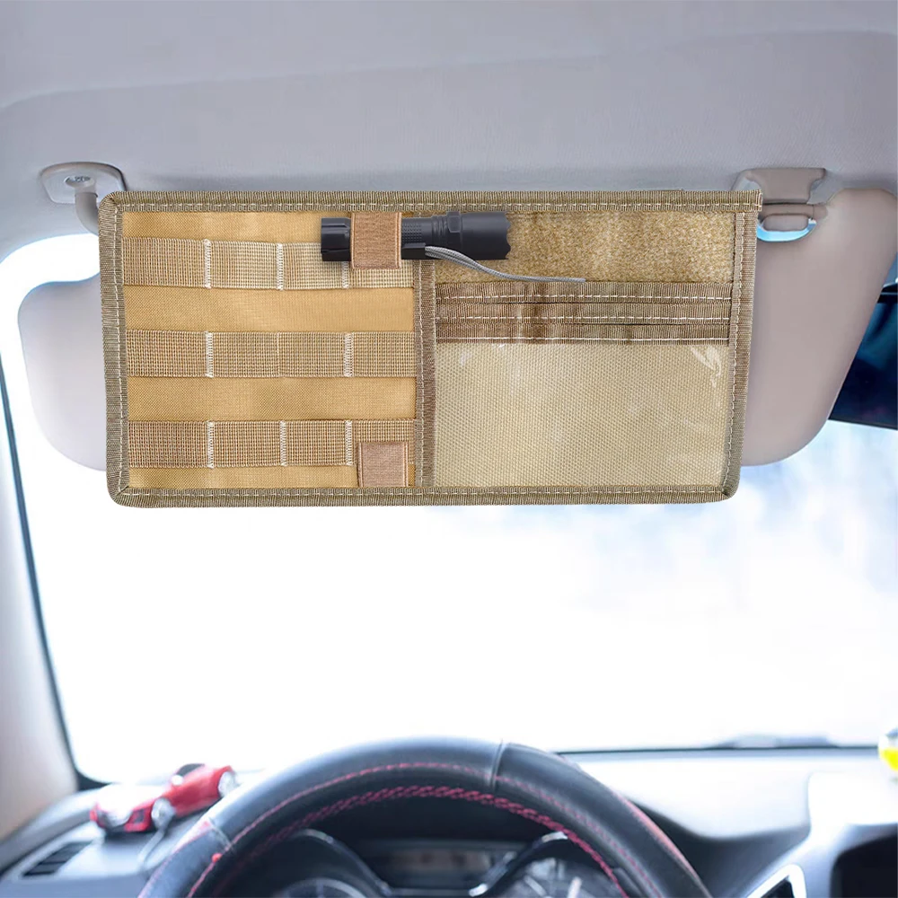 Organizador de visera de coche Universal para caza del ejército táctico, funda cartuchera para accesorios de coche, bolsa organizadora Molle para visera solar