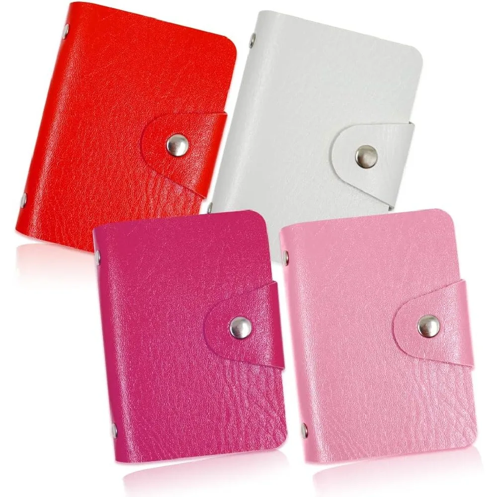 2 Pack RFID Blocking Card Holder Wallet, PU Leather Multi Slots Credit Card Protector, Snap Button Mini Card Case for ID Bank Cards Business Cards Travel Women Men Gift