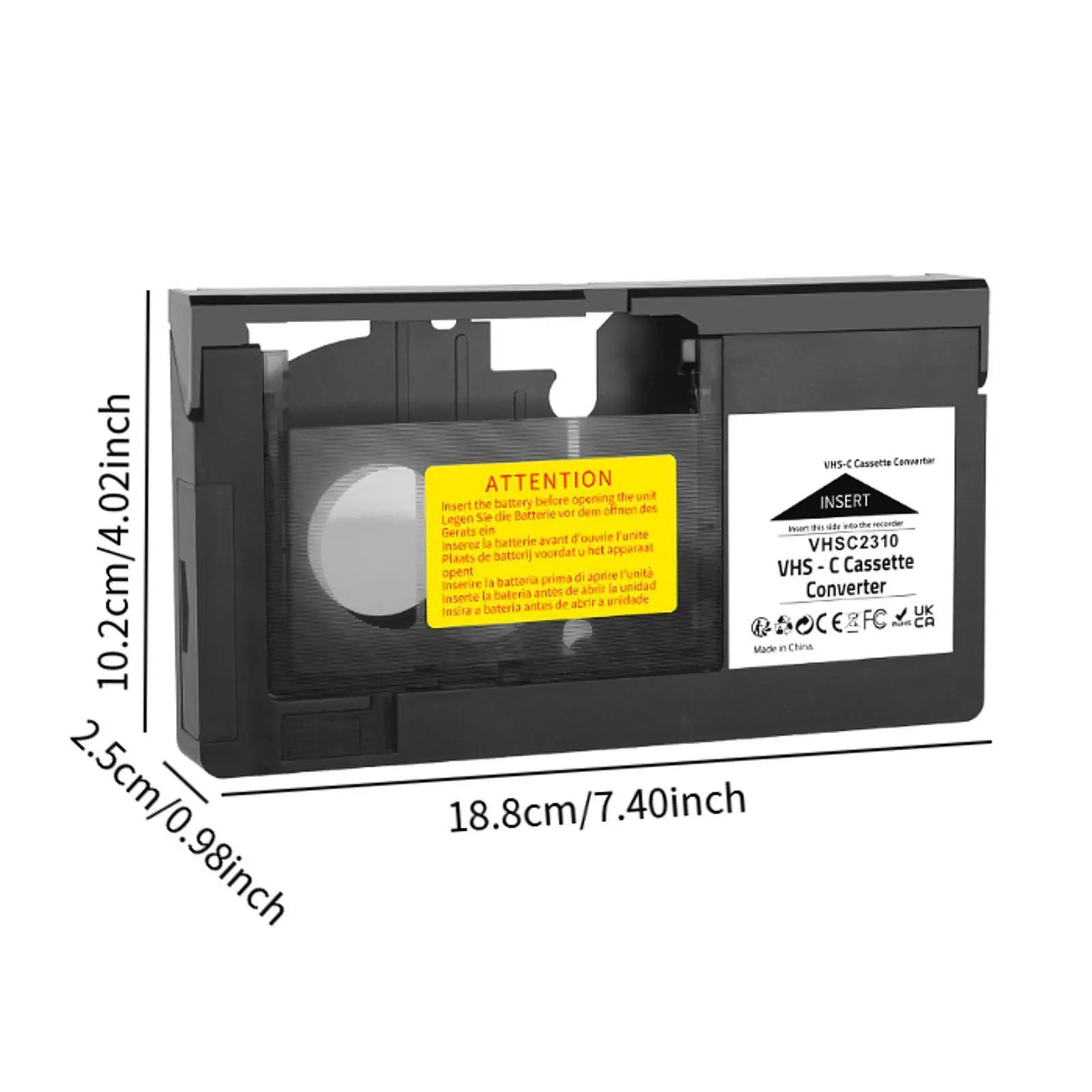 محول كاسيت VHS C 12 مم Svhs Svhs-c إلى VHS VHS أشرطة VHS إلى تحويل رقمي لكاميرات الفيديو غير مناسب لـ Minidv/Hi8