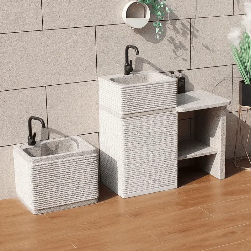 Outdoor Courtyard Stone Sink Integrated Marble Sink Outdoor Garden Pool Balcony Yard Sink