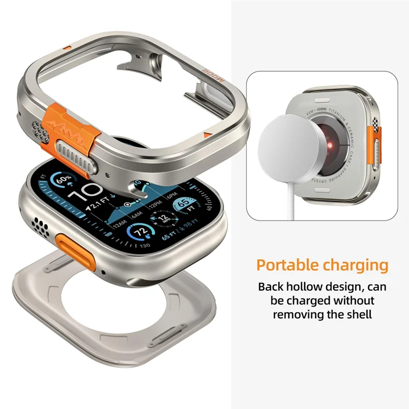Casing Logam Indah untuk Jam Tangan Ultra 2 49Mm Casing Pelindung Penutup Bumper Putar dengan Cangkang Belakang untuk Iwatch Ultra 2/Ultra