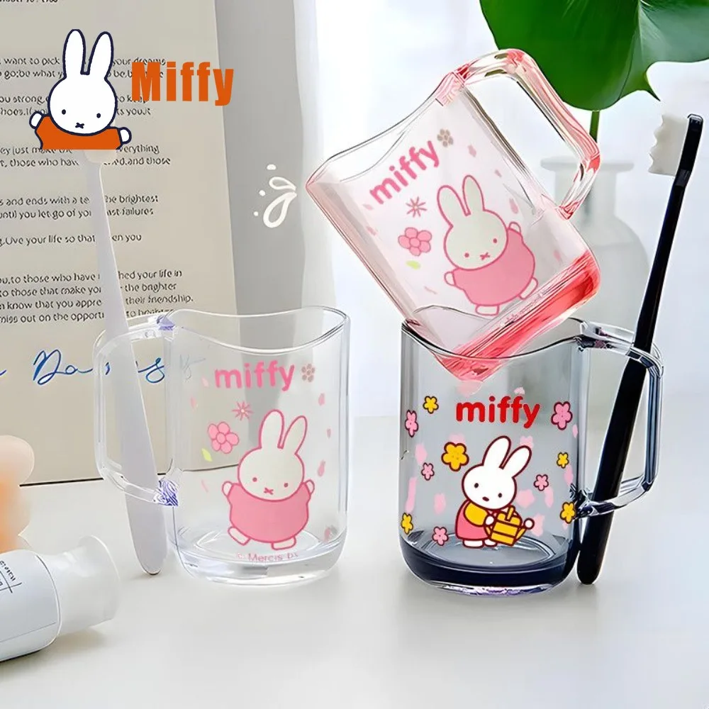 Kawaii Miffy Mug Cute Rabbit Toothbrush Cup Transparent Clear Bathroom Wash Mouth Tumbler Student Couple Dormitory Home Gift