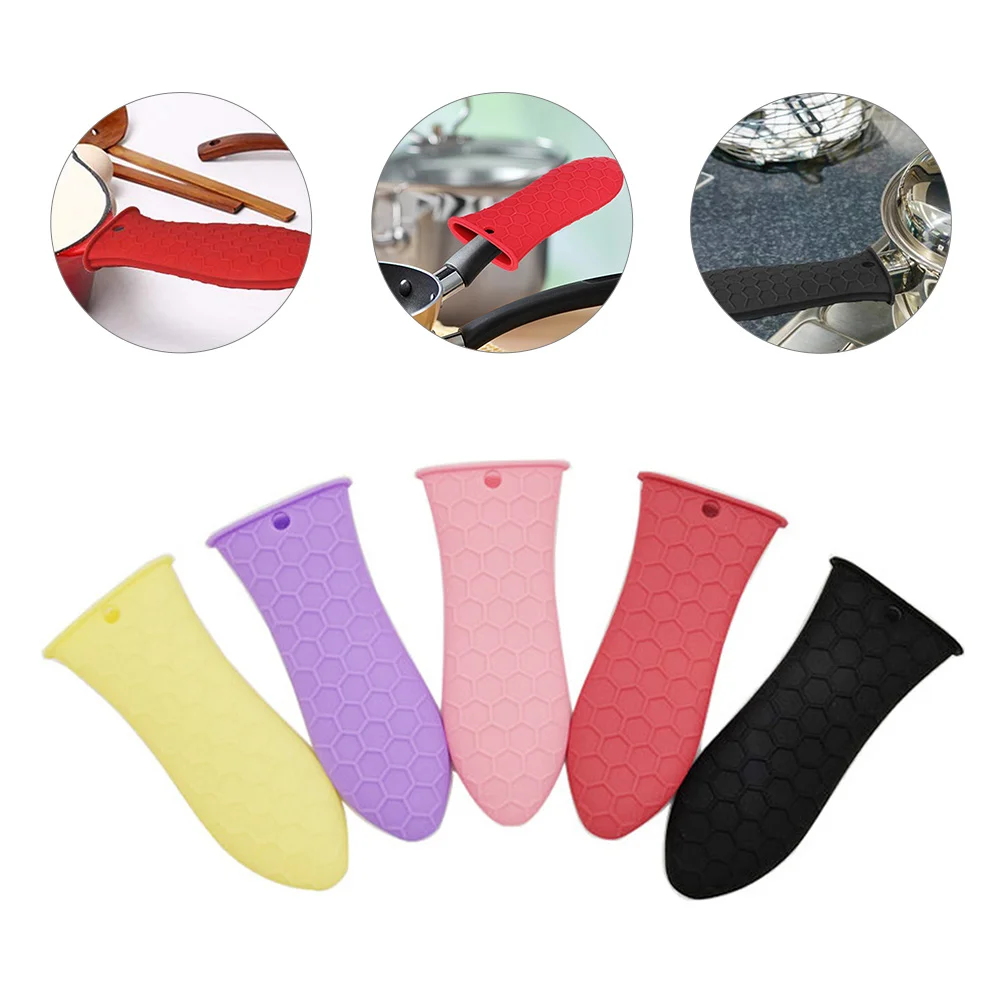 

5pcs Silicone Heat Resistant Pot Handle Cover Non-Slip For Cast Iron Skillet Hot Pan Grip Holder Kitchen Cookware Tool