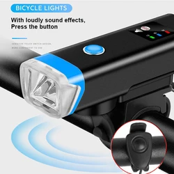 Bike Light Front Horn Light LED USB Rechargeable Bicycle Lamps Lighting 120DB Electric Horn Bells Cycling Flashlight for Bicycle