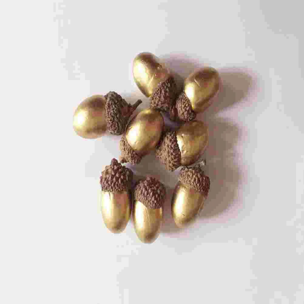 25 Pcs Golden Acorn Decor Festival Ornaments Simulation Decorations Artificial Chestnut Small Foam Acorns Christmas