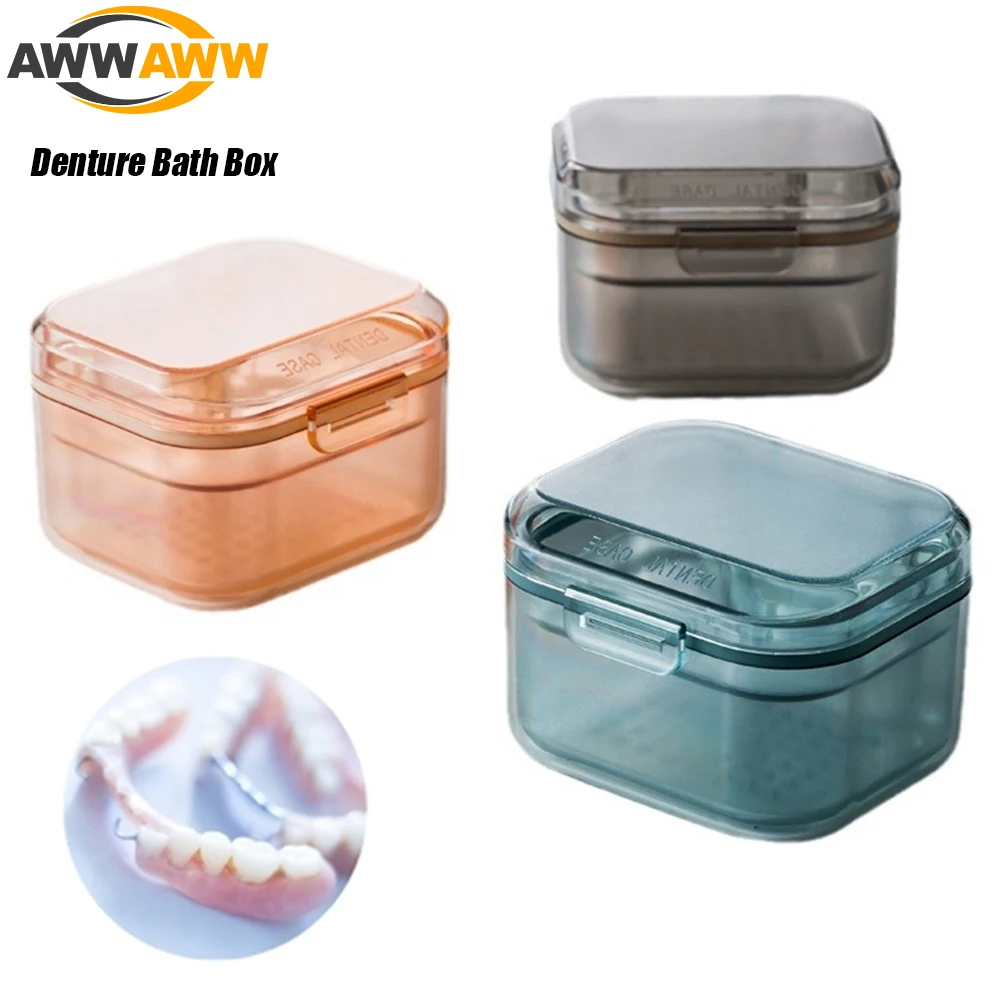 

1PCS Retainer Case, Retainer Cleaner Case, Unique Denture Bath Suitable for Dentures, Denture Bridges, Partial Dentures