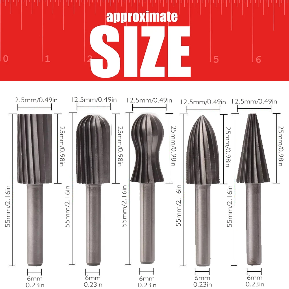 6-teiliges Hartmetall-Fräser-Set mit 6mm Schaft, Kohlenstoffstahl-Fräser-Set für Holzbearbeitung, Bohren und Metallgravur – Detail 7