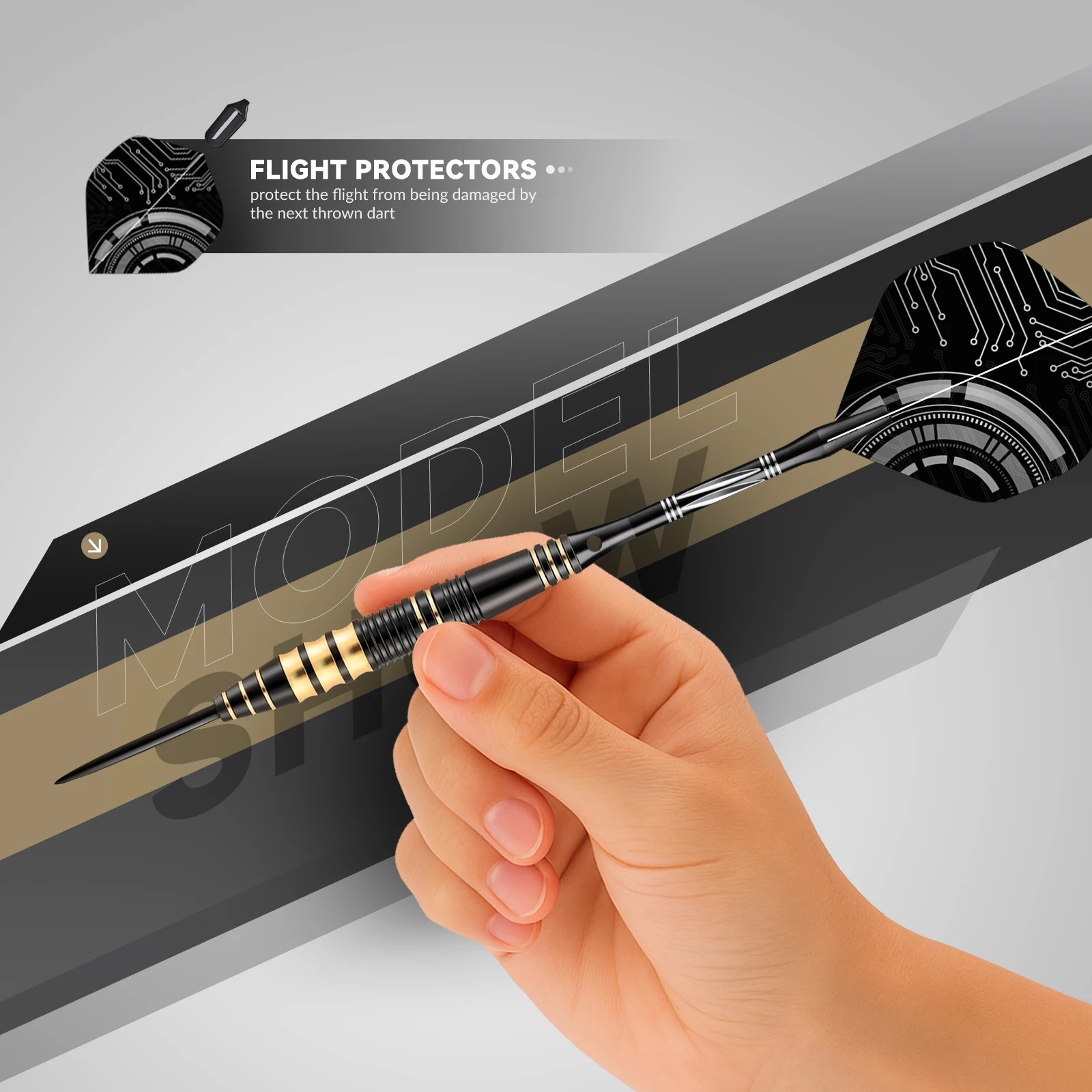 مجموعة رمي السهام النحاسية الذهبية السوداء الاحترافية المكونة من ثلاث قطع من Huanqu تأتي مع صندوق تخزين محمول وإكسسوارات إضافية، سهام إبرة قياسية عالمية مناسبة للمنافسة والممارسة #3