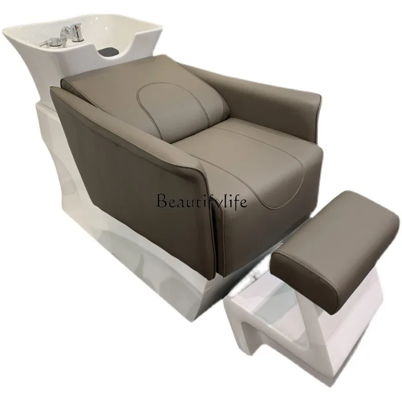 

Hair salon shampoo bed semi-reclining ceramic basin simple flushing bed