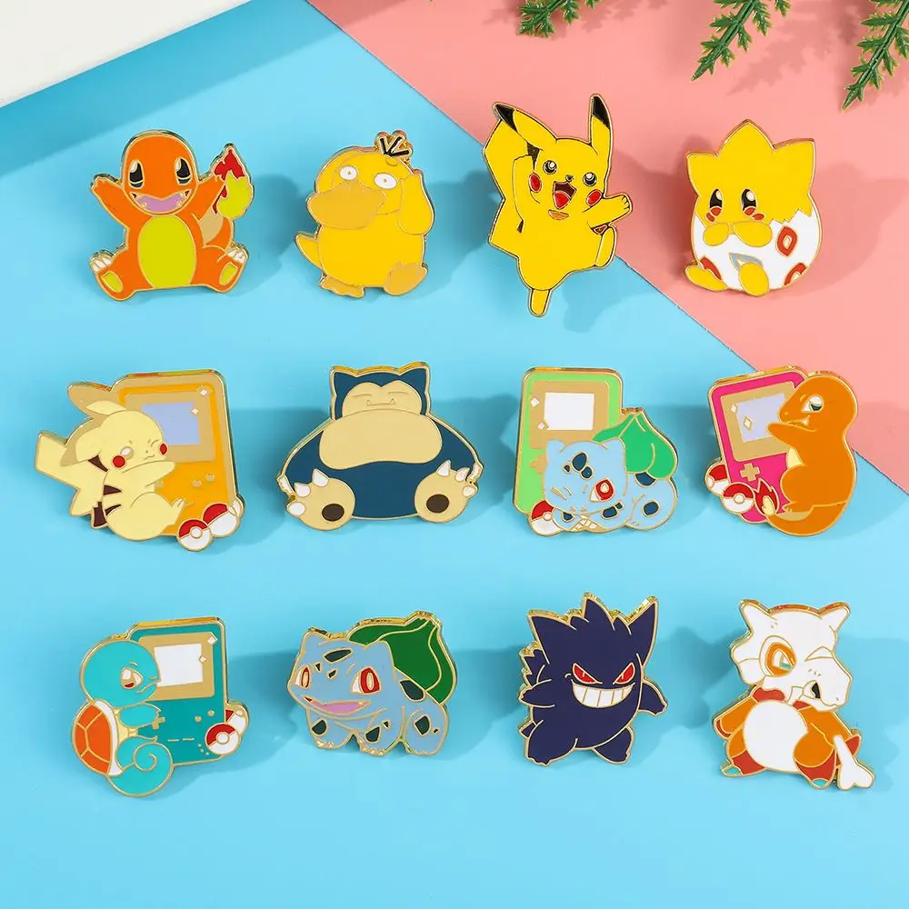 Pokemon Pikachu Anime Metal Enamel Brooch Badges on Backpack Clothing Lapel jackets Jeans Accessories Jewelry Decoration Card