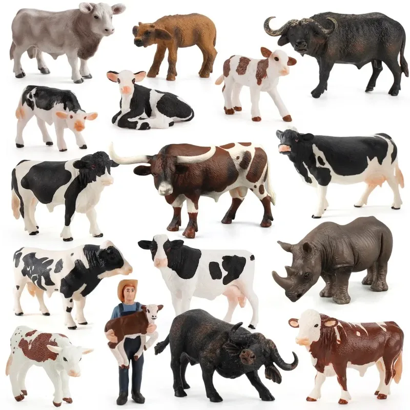 Boerderijdieren Action Figure Ornament Animaux Neushoorn Gevogelte Vee Onderwijs Speelgoed Beeldjes Leermiddelen Kindertijd Model Decor