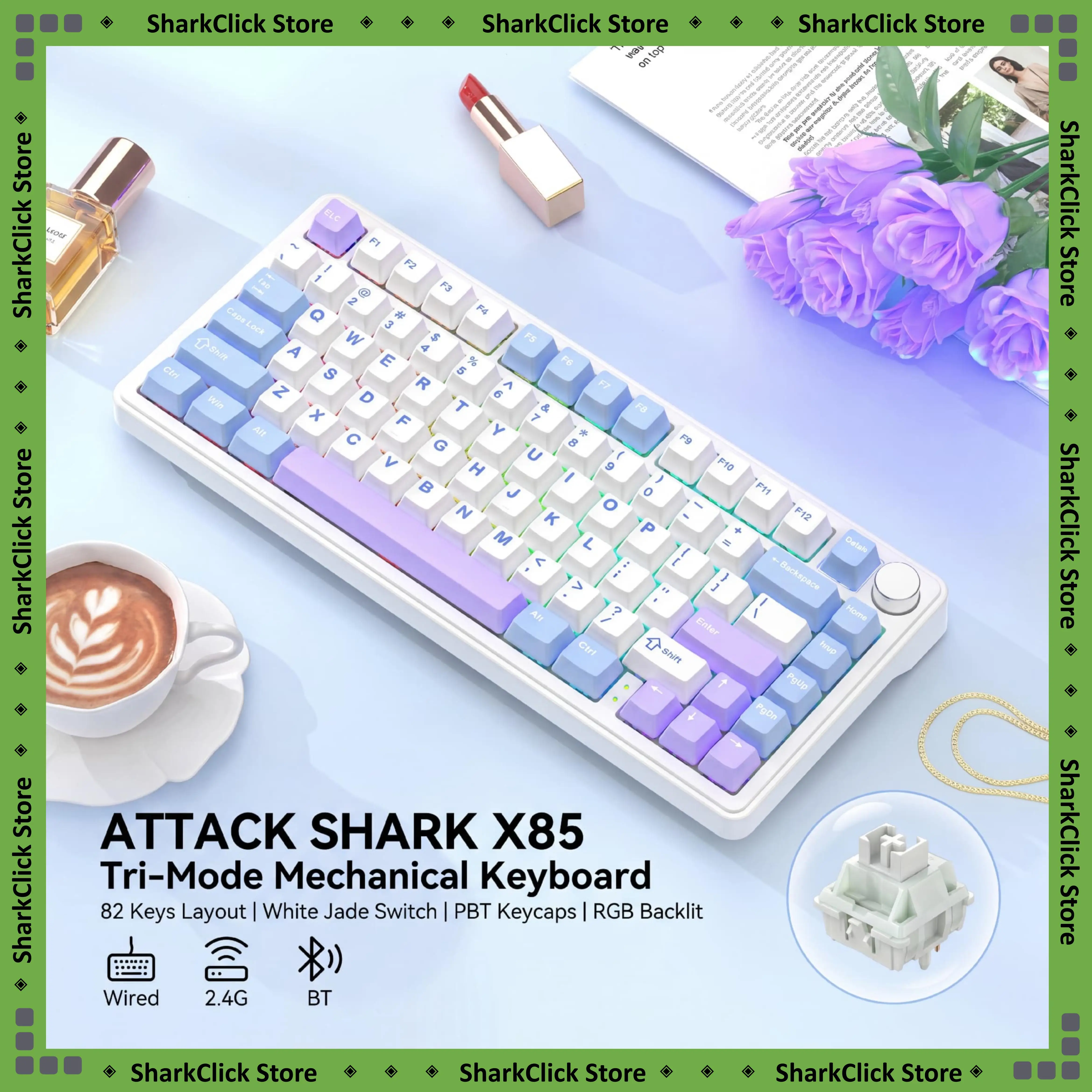 X85  mechanical keyboard,Bluetooth-Compatible 2.4GHz,tri-mode,RGB Effects,metal knobs,full-key hot-swap, or PC Lapt