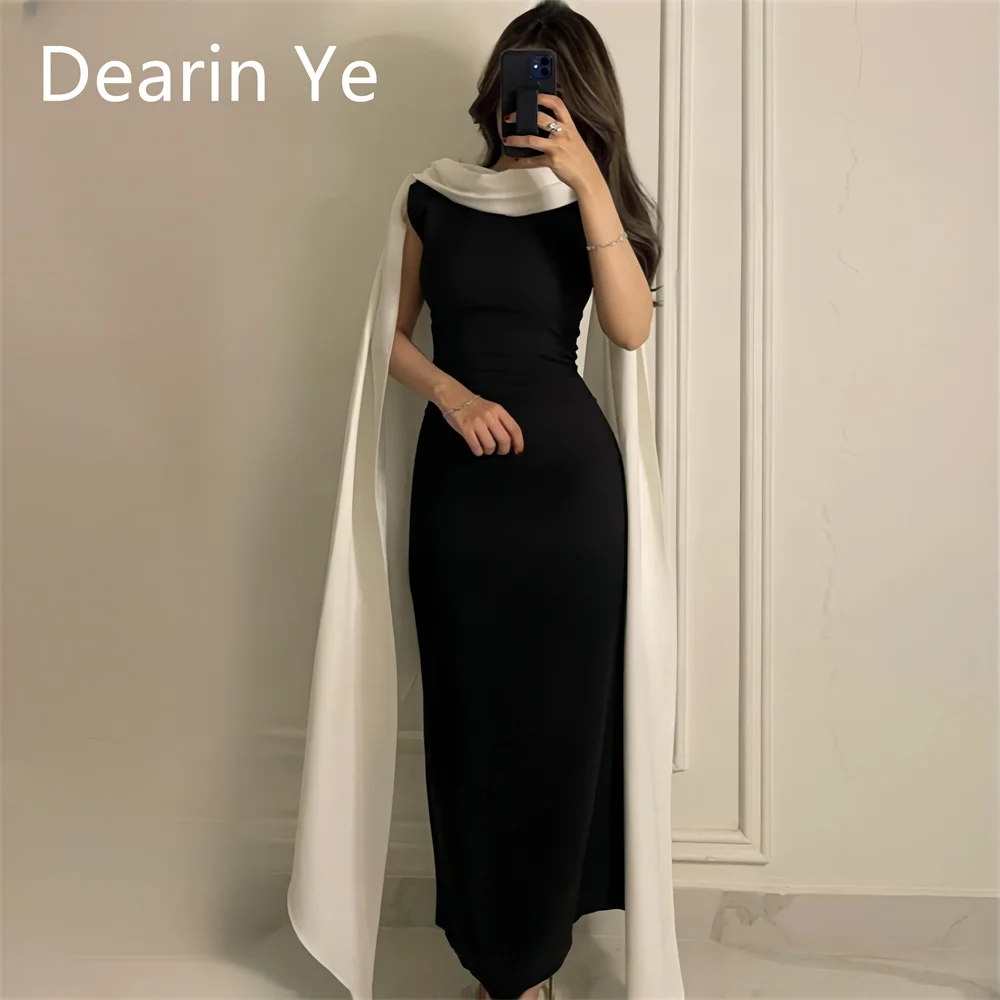 

Customized Saudi Arabia Prom Dress Dearin Jewel Column Ankle Length Skirts Ribbon Bespoke Occasion Dresses Formal Evening Gown