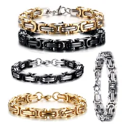 New Byzantine Emperor Chain Bracelet for Men Women Heavy Thick Solid Metal Stainless Steel IP Gold Plated Jewelry Charms Gift