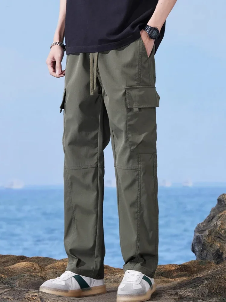 

Брюки-карго мужские горные комбинезоны, тонкие модные свободные штаны в ретро стиле, прямые повседневные уличные брюки, на лето