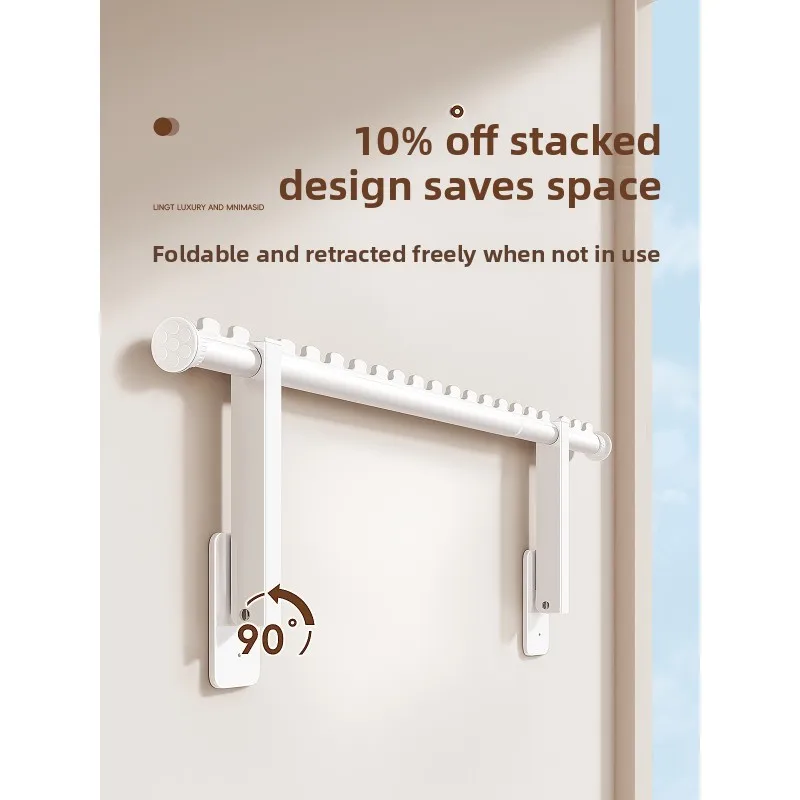 

Invisible Side Mount Clothes Drying Rack Foldable Wall Hanger No Drill Extendable Balcony Laundry