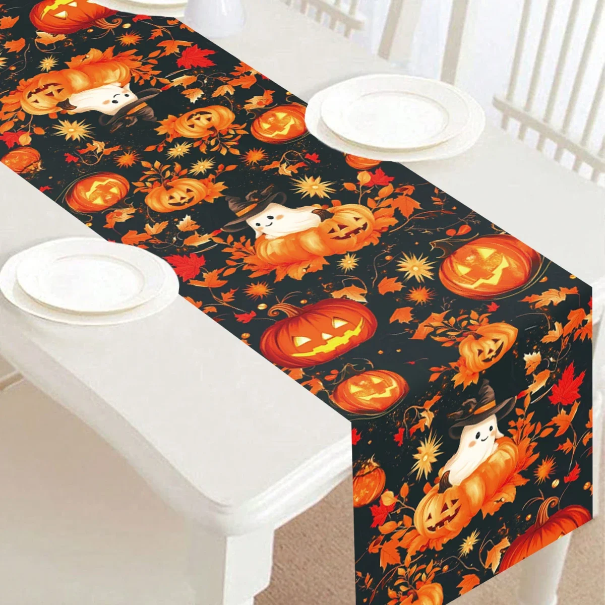 아이들을 위한 할로윈 유령 호박 테이블 러너, 할로윈 추수감사절 파티 선물 테이블 러너, 트릭 오어 트리트 파티 용품