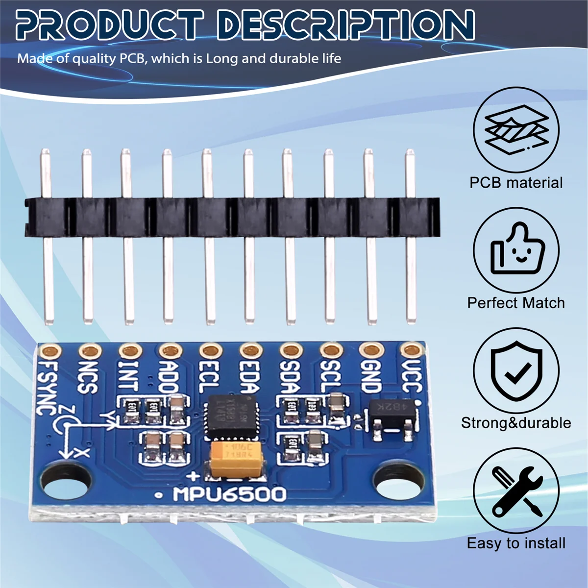 10Pcs MPU6500 Gyroscope Accelerometer Sensor Module 6-Axis GY-6500 Sensor Module IIC Communication Protocol SQ