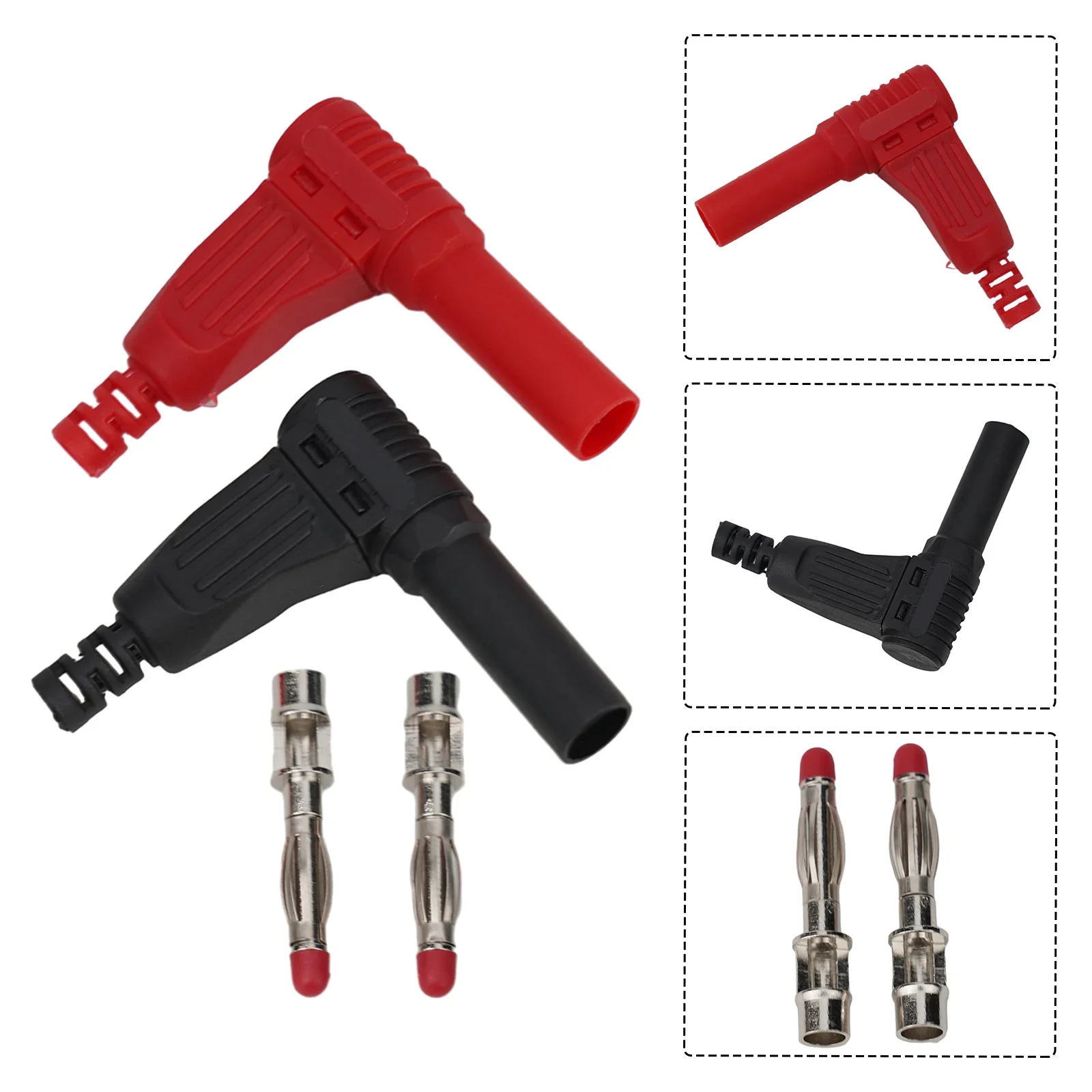 

A Pair Of 4mm Male Right Angle Insulated Wire Welding DIY Banana Connectors Connect Multimeter Test Leads Connector Accessories