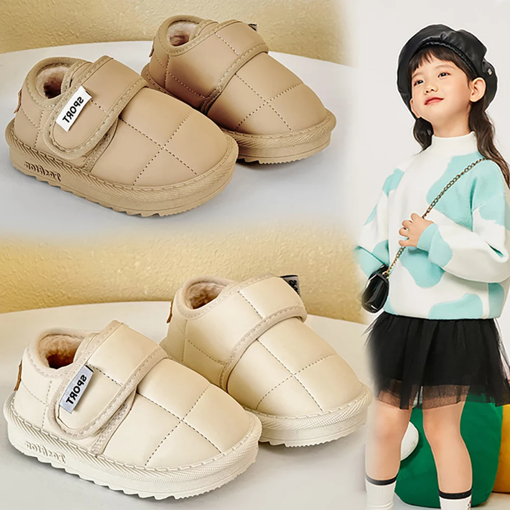 الشتاء الثلوج الأحذية للأطفال سميكة الدافئة الصبي الفتاة أفخم الأحذية المضادة للانزلاق طفل دافئ مبطن أحذية للأطفال أحذية قطنية #2