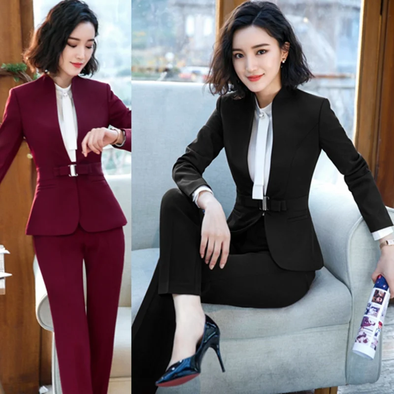 1806Long Sleeve High-End and Fashionable Suit Business Wear White-Collar Workwear Workwear Business Formal Wear Suit Women's Pan