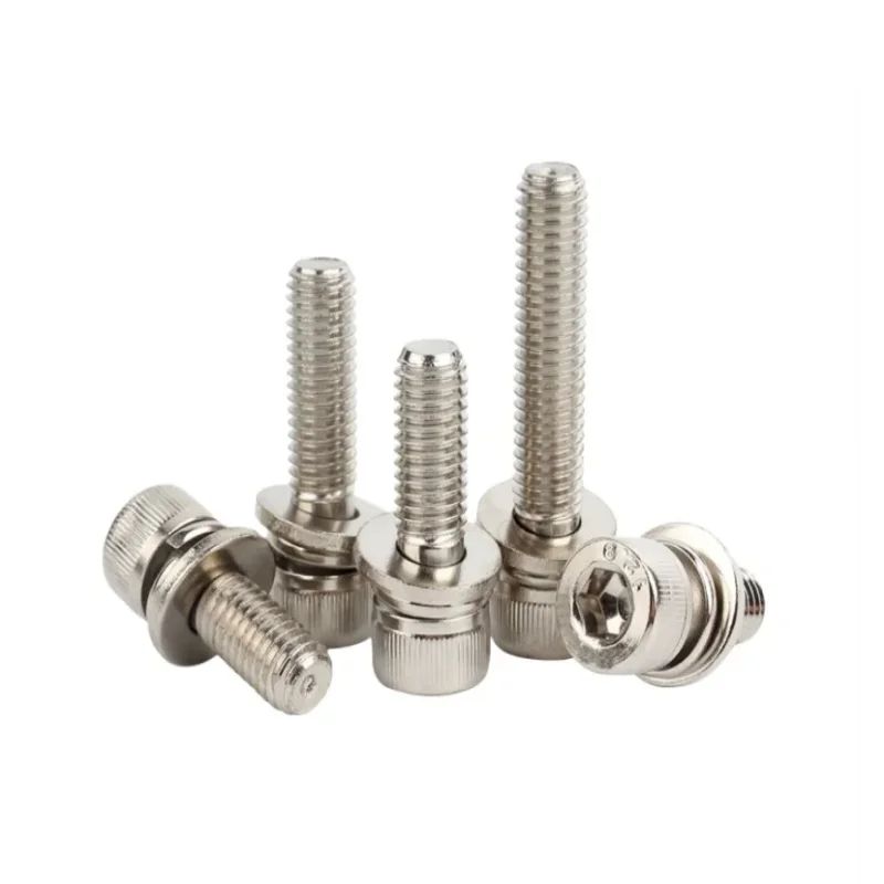 Grade 12.9 Carbon Steel Nickel Plated M2 M2.5 M3 High Strength Hexagon Socket Triple Combination Screws Cylindrical Head Screw