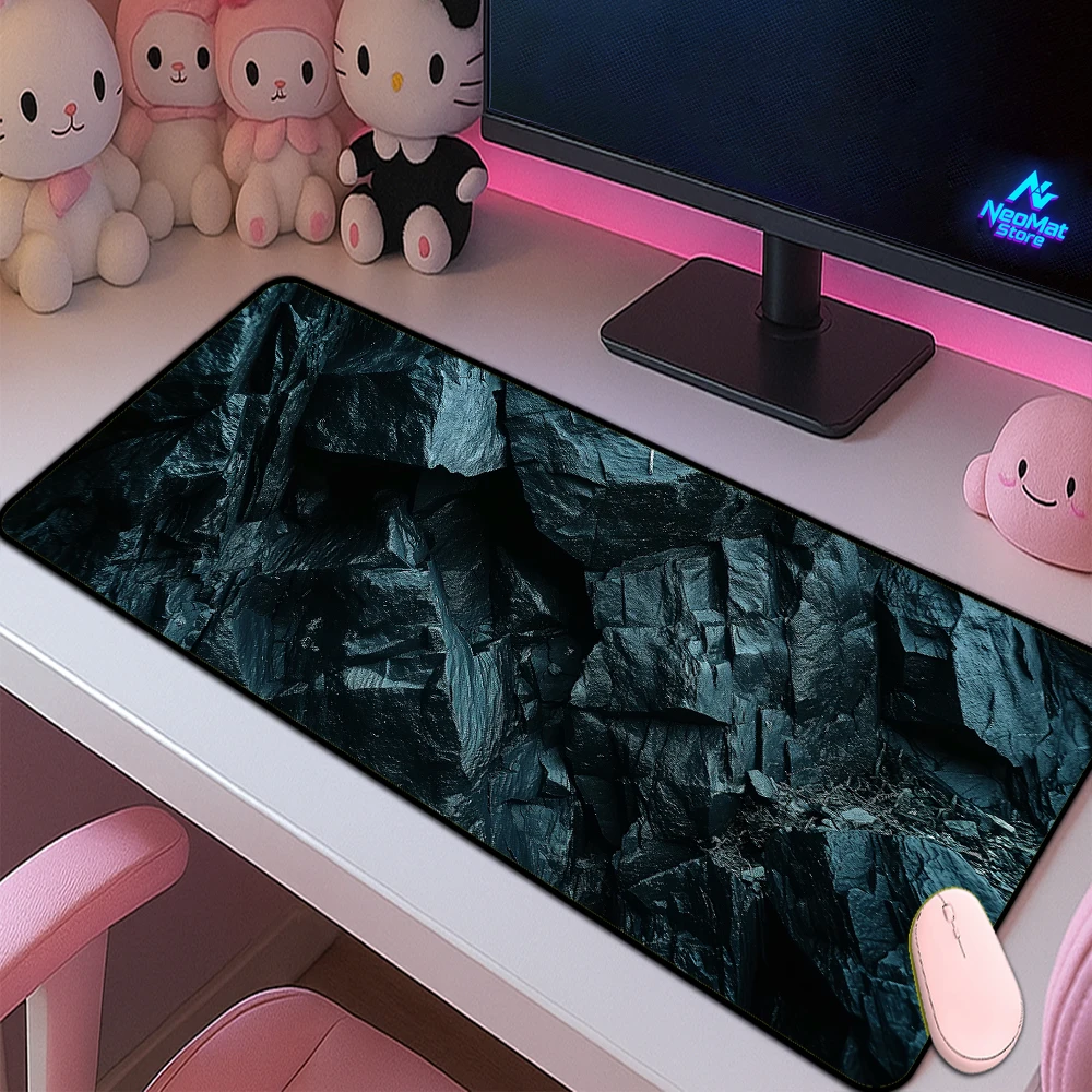 Rock Mouse Pad Gamer Tappetino da scrivania nero Persona Tappetino per computer Tappetino per mouse estetico Xxl Tappeto da gioco 1200x500 Tappeto per mouse in marmo