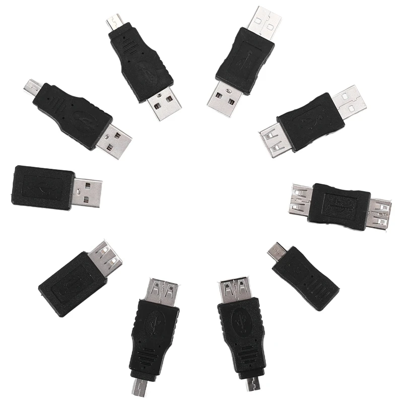 

10PCS OTG 5 Pin F/M Mini Changer Adapter Converter USB Male To Female Micro-USB