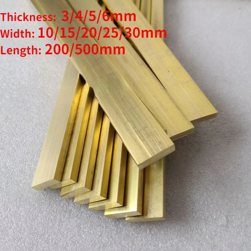 Thickness3/4/5/6mm Width10/15/20/25/30mm Length 200/500mm H59 Rectangle Yellow Copper Brass Plate Brass Solid Bar Rod Brass Row