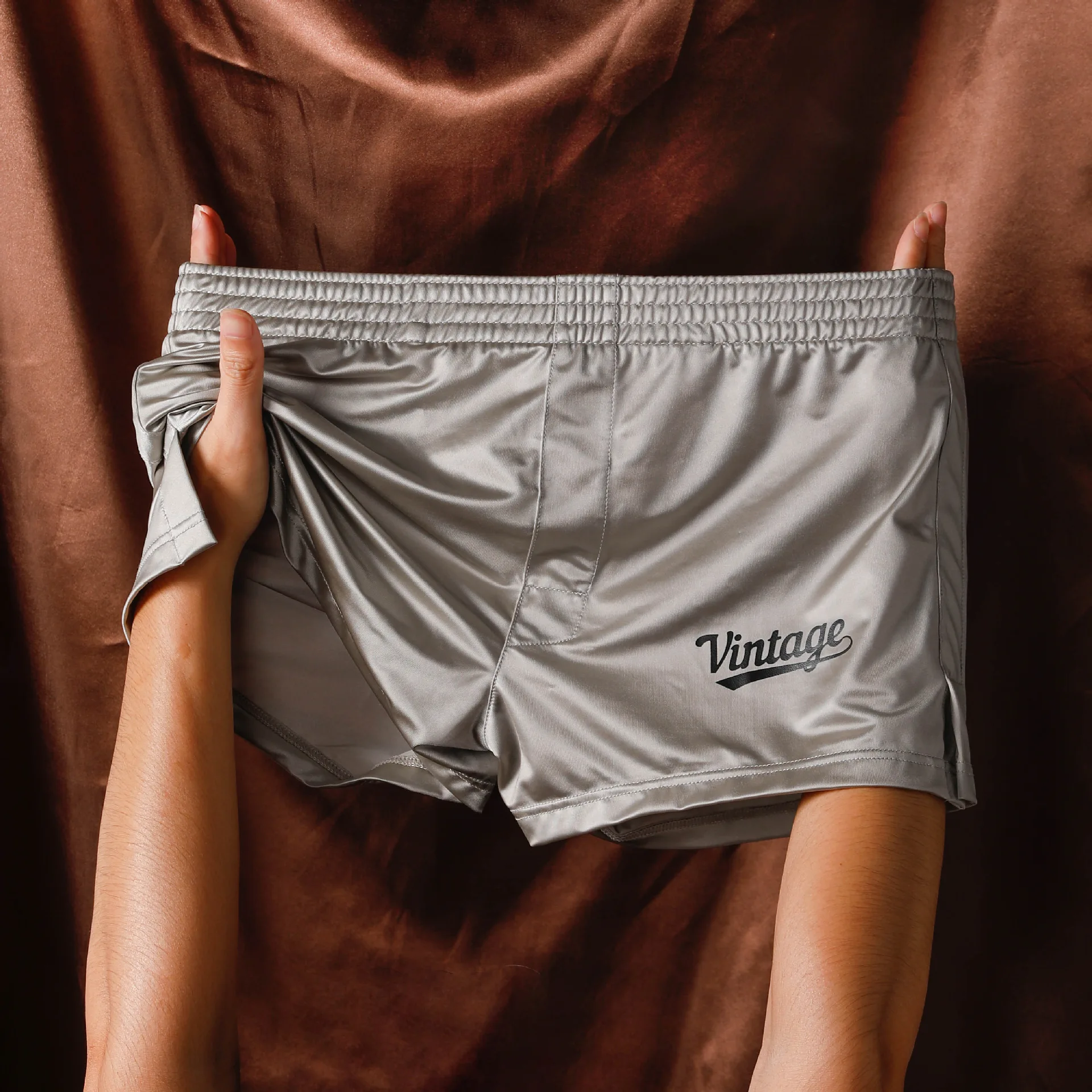 EURサイズ メンズ アイスシルク アロー パンツ 高級サテン クール ボクサーショーツ パンツ 男性 夏 薄手 ゆったり 通気性 パジャマ 下着