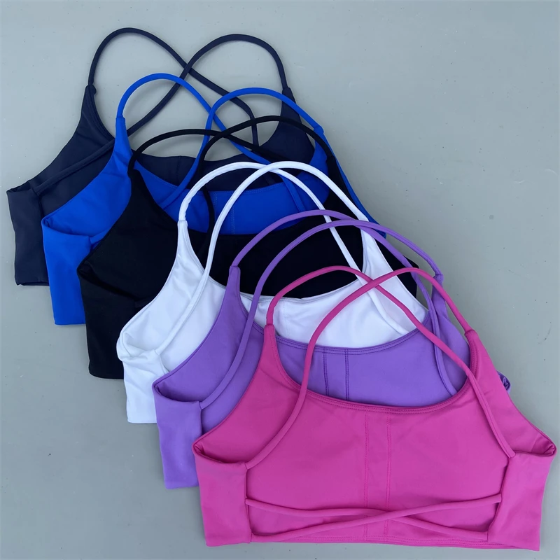 Cross Straps Sports Bra Women Gym High Support Fitness Bralette Yoga Workout Crop Top Vest Push Up Running Tight Soft Underwear