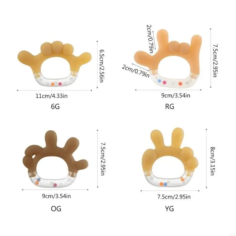 E06F Atualizado Baby Toy Toy Baby Toy Toy Recém -nascido Teethe Rattle Gestos Diferentes