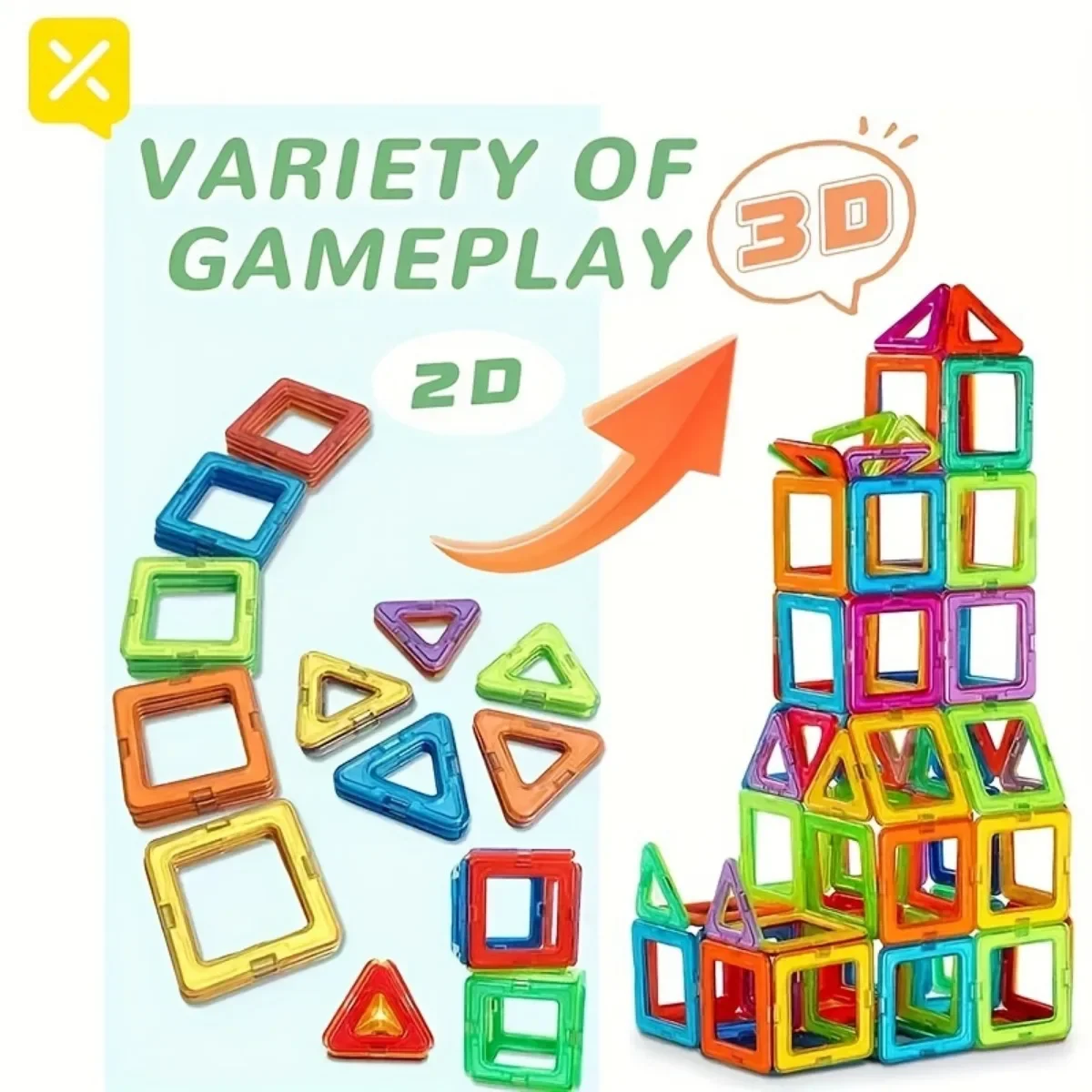 Big Size Magnetic Building Blocks - 3D STEM Educational Constructor Set Toys for Learning and Birthday Gifts with Random Color