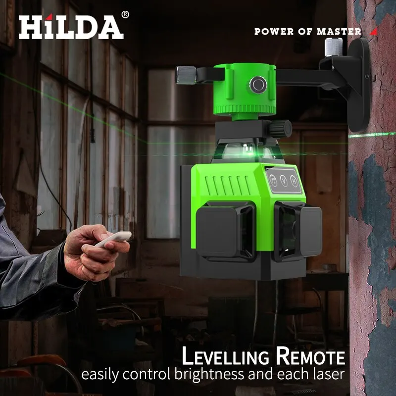 HILDA Laser Level Mini 12 Lines 3D Self-Leveling 360 Horizontal And Vertical Cross Super Powerful Green Portable Laser Beam Line