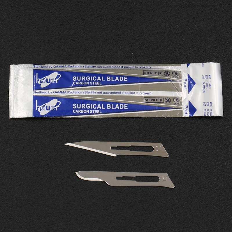 Disposable Surgical Blade No. 11, No. 15 Round Industrial Chisel Trimming Film Cutter Stainless Steel Shank Carbon Steel