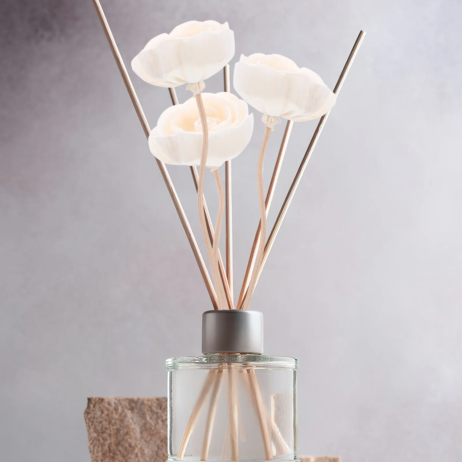 Diffuser for Essential Oils Aromatherapy Rattan Sticks Peonies Artificial Flowers