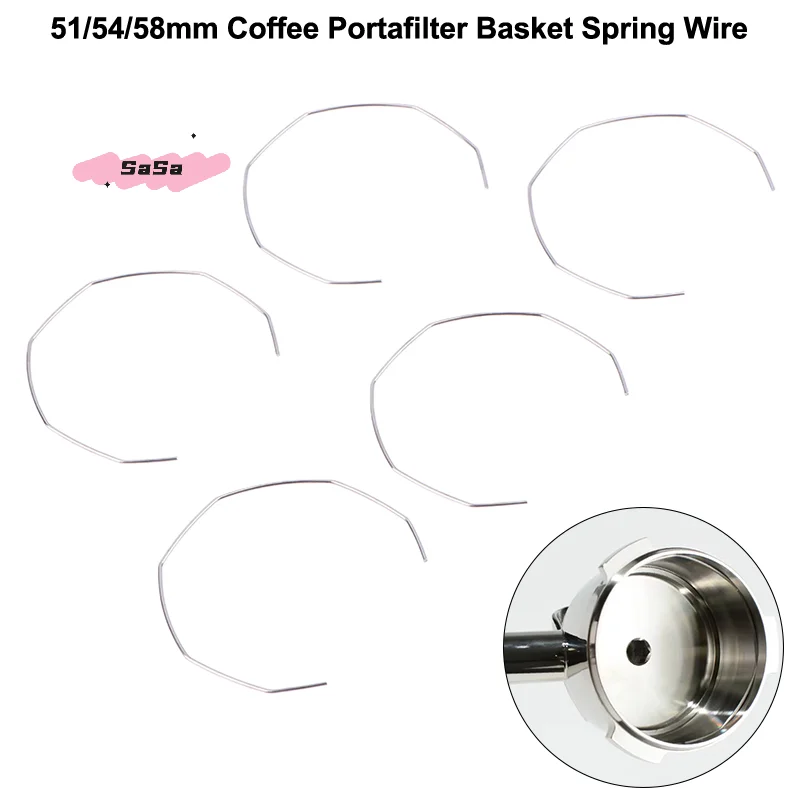 Cesta de portafiltro de café, Clip de resorte, alambre de anillo Compatible con Breville Delonghi Expobar Rocket, tamaños 51/54/58mm, 5 uds.