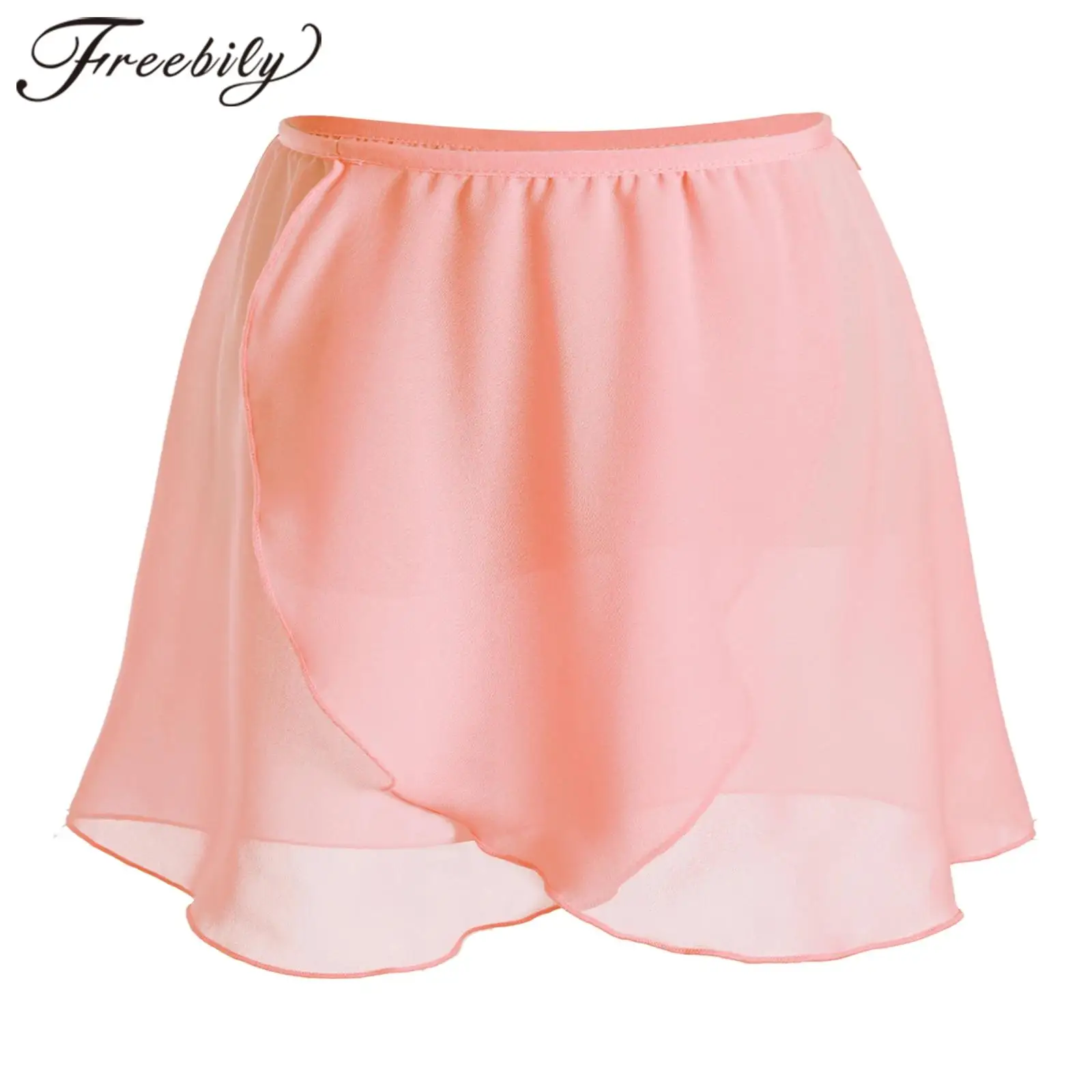 Kids Girls Chiffon Ballet Skirts Elastic Waistband Skating Skirt Fitness Examination Performance Dance Costume Training Clothes