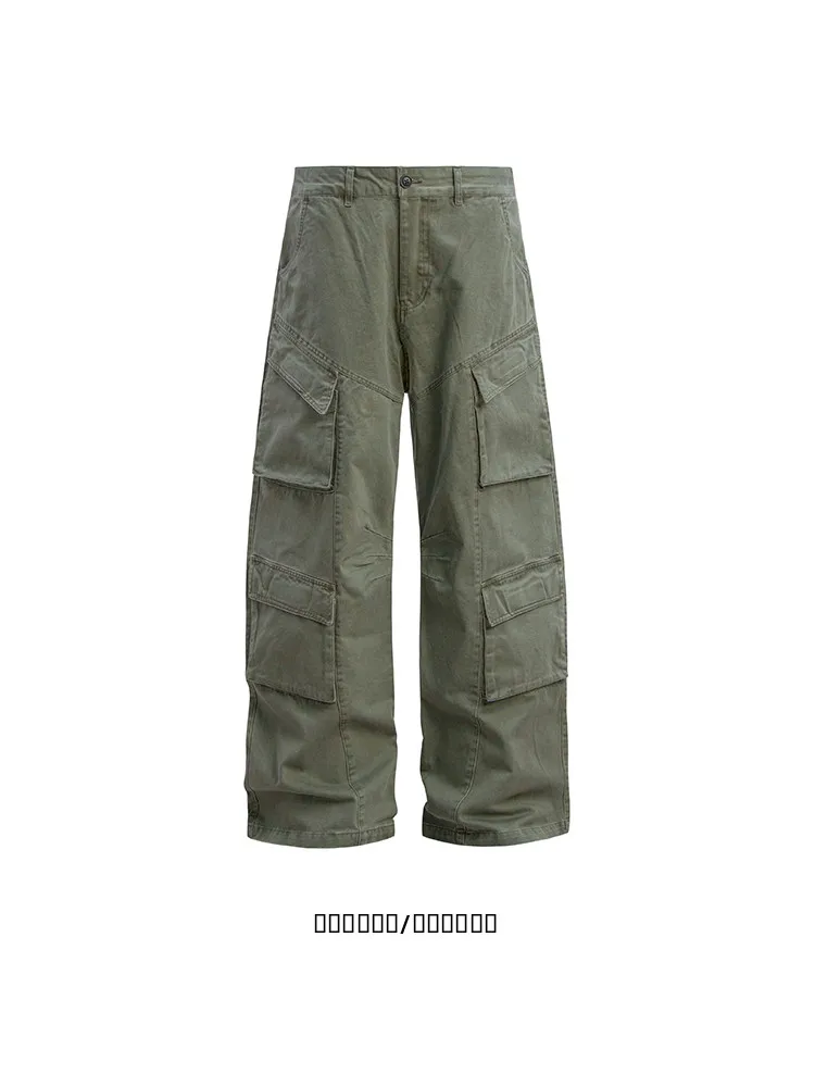 

Loose Wide Leg Pants American Retro Multi ket Workwear Street Sle Versatile Men's Casual Pants Autumn Faion 2024
