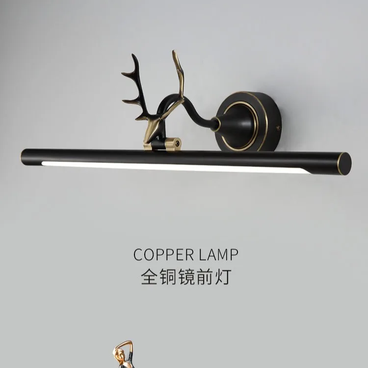 

All copper bathroom cabinet mirror headlight led mirror light bathroom American vanity light mirror cabinet special makeup light