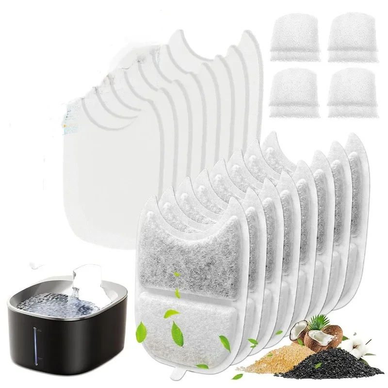 8-pack filters + sponzen vervangend waterfonteinfilter voor huisdieren voor 4L draadloze roestvrijstalen kattendrinkwaterdispenser