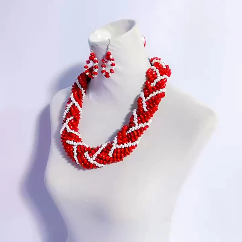 New Arrival Samoan Lopa Necklace Red Lucky Seeds With Yellow White Mongo Shell Braided Ula Lopa Set Luxury Hawaii Wiliwili Lei