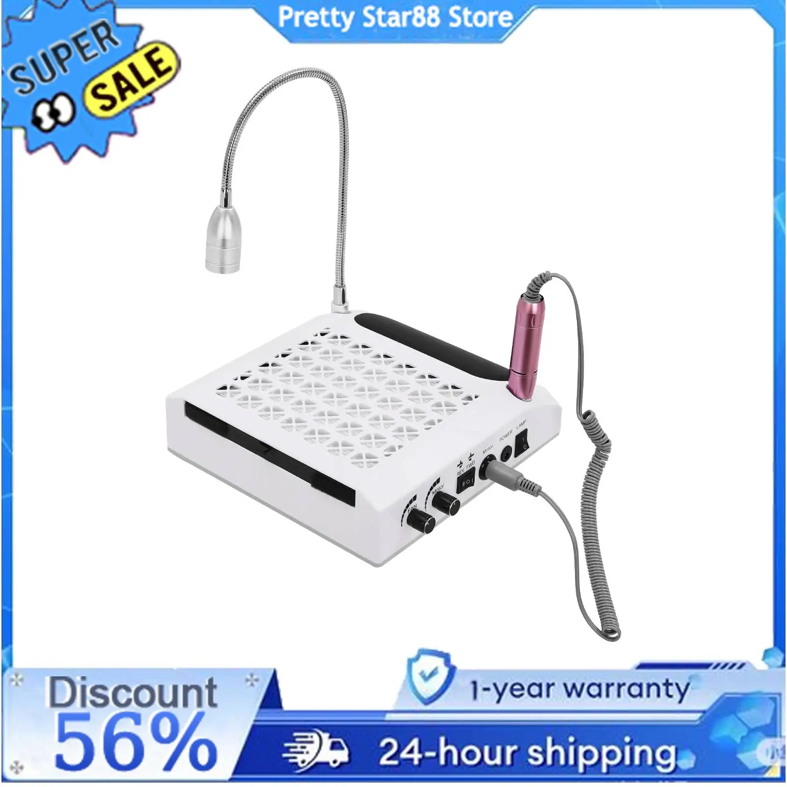 

Polish Nail Drill Manicure Dryer Professional 4-in-1 Nail Machine Vacuum cleaner with Curing Lamp