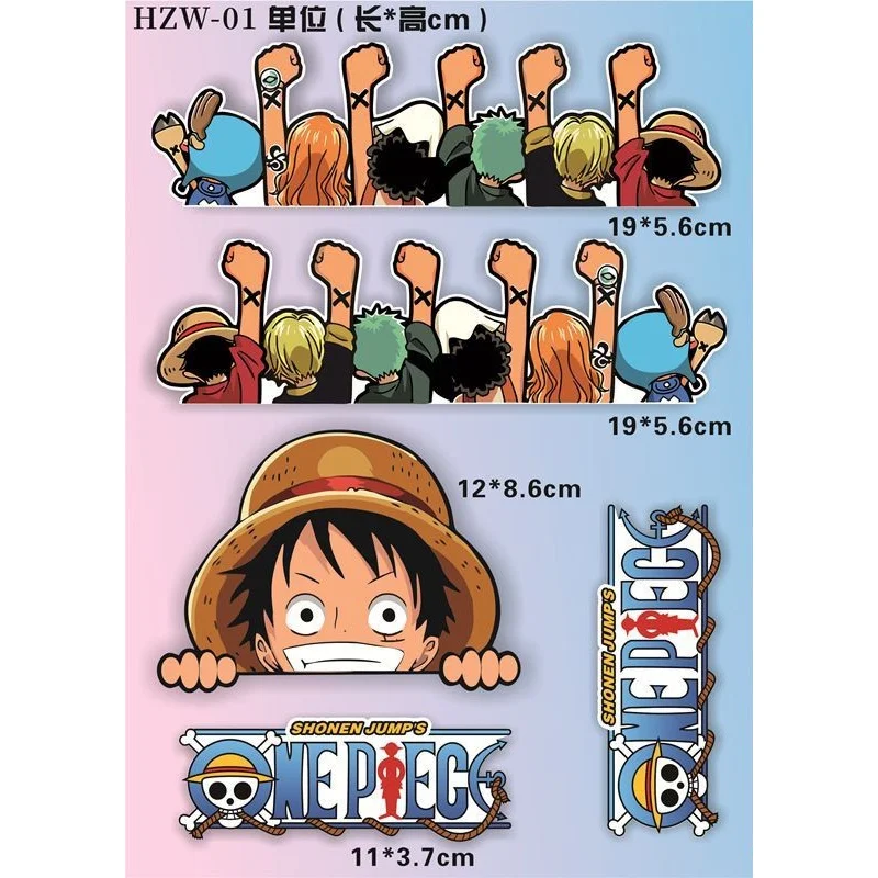 One Piece electric vehicle car sticker, cartoon decoration of Luffy, waterproof, personalized creative cover to hide scratches view 5