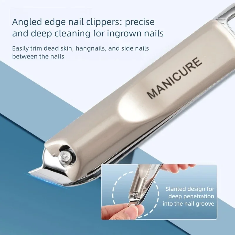 Nail Clipper Set, Portable Manicure Pedicure Kit with Anti-Splash Cutter, Foldable Storage Bag, Full Nail Care Tools for Travel