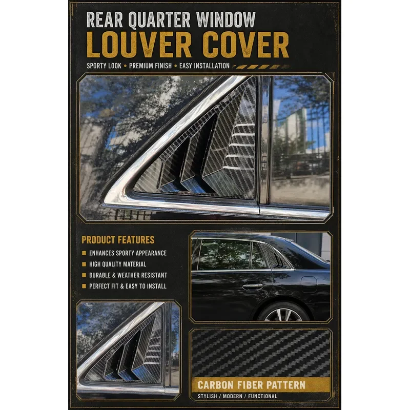 For Toyota Crown 12th 13th Gen 2005-2014 Rear Window Triangle Vent Cover Carbon Fiber Style Exterior Trim Decorative