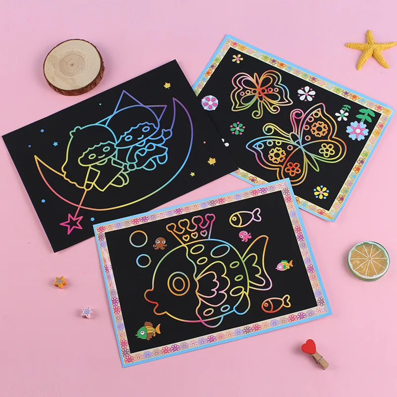 1-20pcs Scratch Paper Art Party Favors, Rainbow Magic Scratch Off Cards, DIY Craft Kit for Kids Birthday Parties