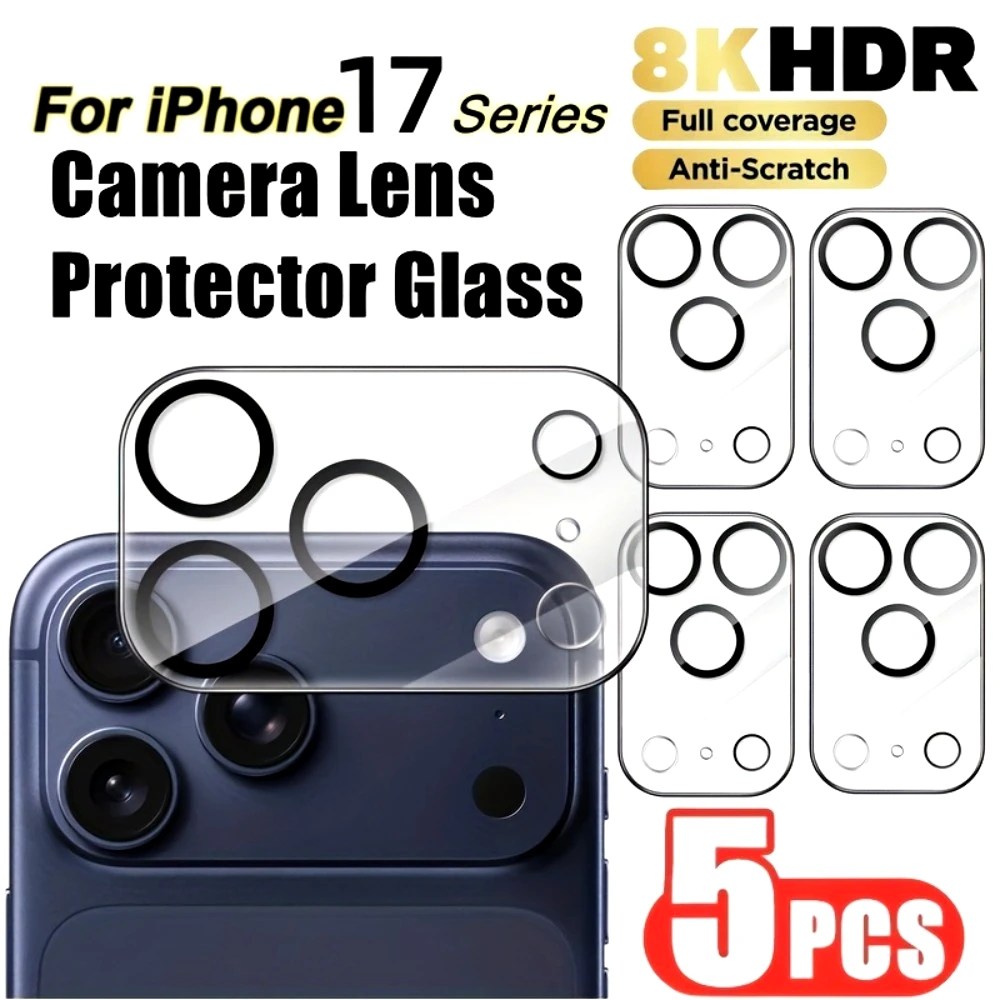 

5Pcs Ultra Clear Camera Lens Protectors for iPhone 17 16 15 Pro Max Air 14 13 12 11 Pro 16 15 Plus Anti-Scratch Protection Films